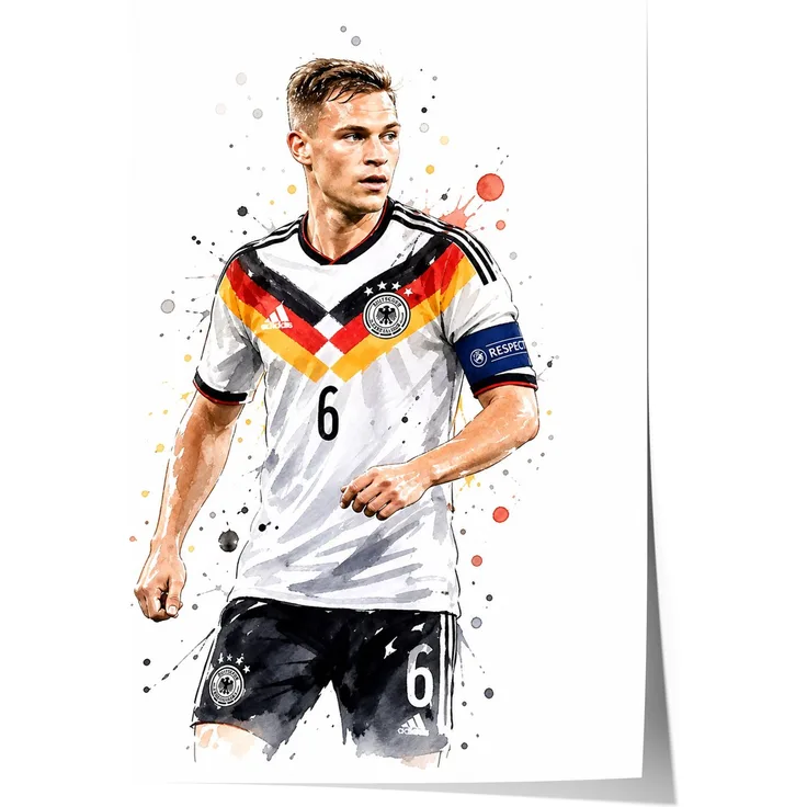 Deutschland Fussball Poster · Geschenkidee · Aquarell Sport Wandbild · Deko Print ohne Rahmen - 80 x 120cm