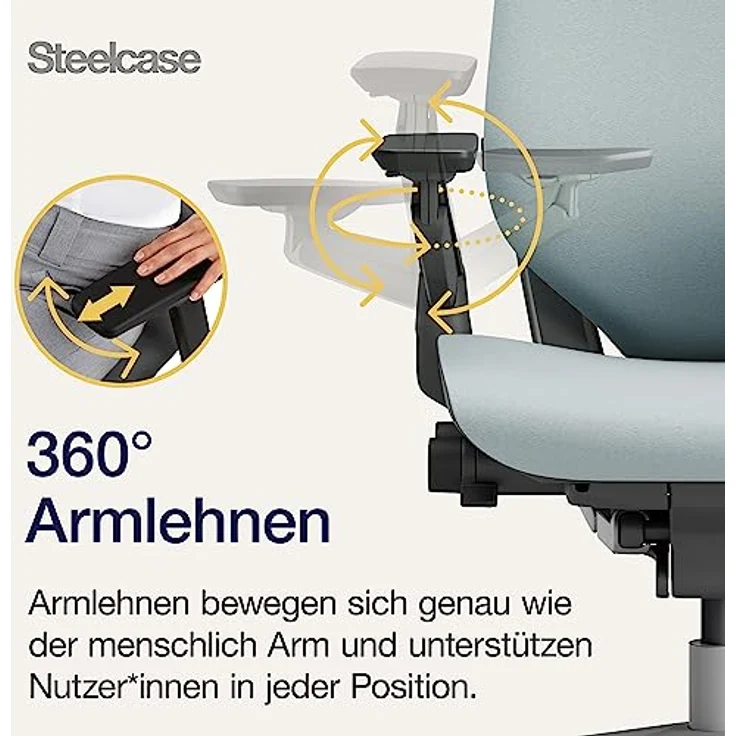 Steelcase Gesture Bürostuhl mit Bezug in Sturmhorizont mit Kopfstütze – Bild 7