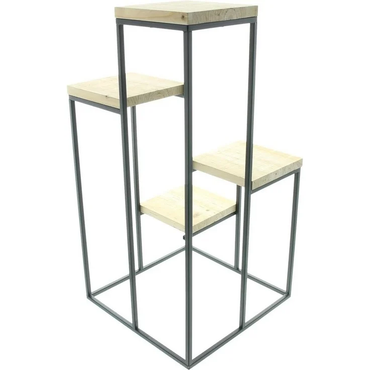 Dekoleidenschaft Stufenregal "Schlicht" aus Metall & Holz, 4 Ebenen, Blumenregal, Pflanzenständer, Dekoregal, Blumentreppe, Pflanzentreppe, Standregal, Blumenhocker – Bild 3