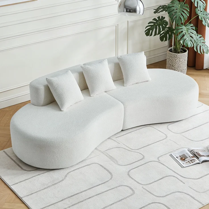 EINHOM Modernes gekrümmtes Bouclé Ecksofa, 3-Sitzer Kompressionssofa, bequem & stilvoll für Wohnzimmer & Apartment, einfache Montage – Bild 1