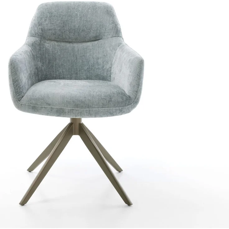 Drehstuhl Pejo-Flex Chenille Pastellblau Kreuzgestell breit Effektfinish Titan 360° drehbar Taschenfederkern – Bild 2