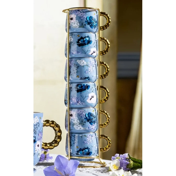 BIALETTI Espressotasse Mokkatasse Set 6 Tassen mit Ständer Bridgerton BRID003 – Bild 2