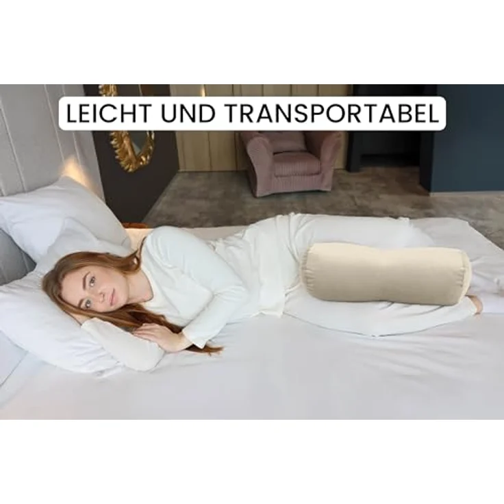 Amilian Nackenrolle 15x40 cm mit Bezug - Kissenrolle - Bettrolle - Nackenstütze, Nackenrolle mit Bezug, ideal als Sofakissen, Kissen, Dekokissen, dekoratives Lagerungskissen für Sofa und Bett – Bild 6