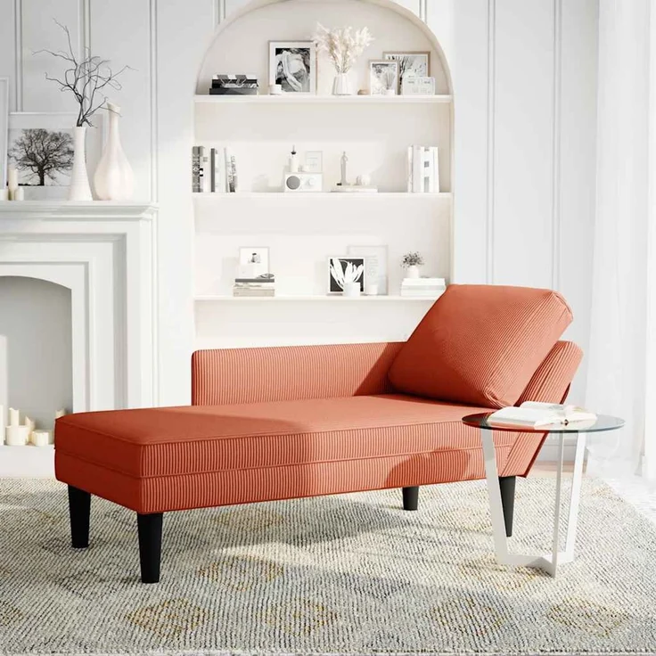 vidaXL Chaiselongue mit Kissen Rot-orange Cordstoff 4009822 – Bild 2