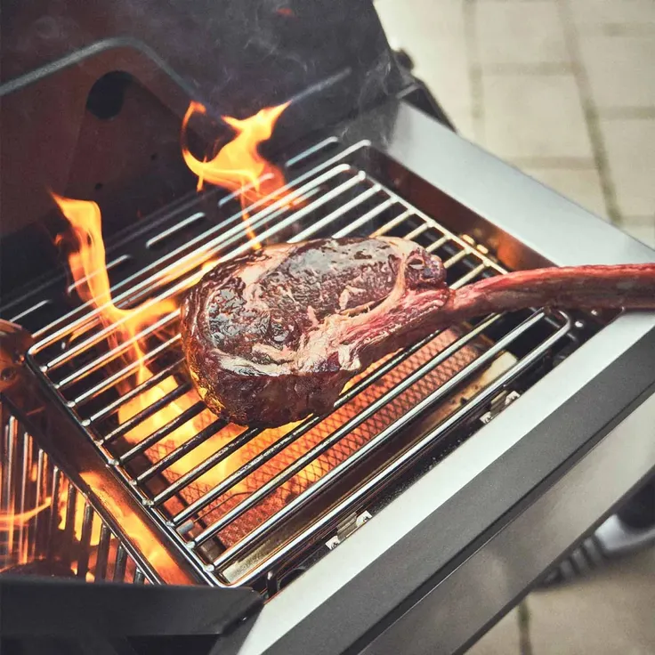 BURNHARD® Gasgrill 3-Brenner inkl. Heckbrenner, mit Edelstahl Grillrost & inkl. stabiler Abdeckhaube, Seitenkochfeld mit Infrarot Keramikbrenner - EARL - Silber - #946622 – Bild 8
