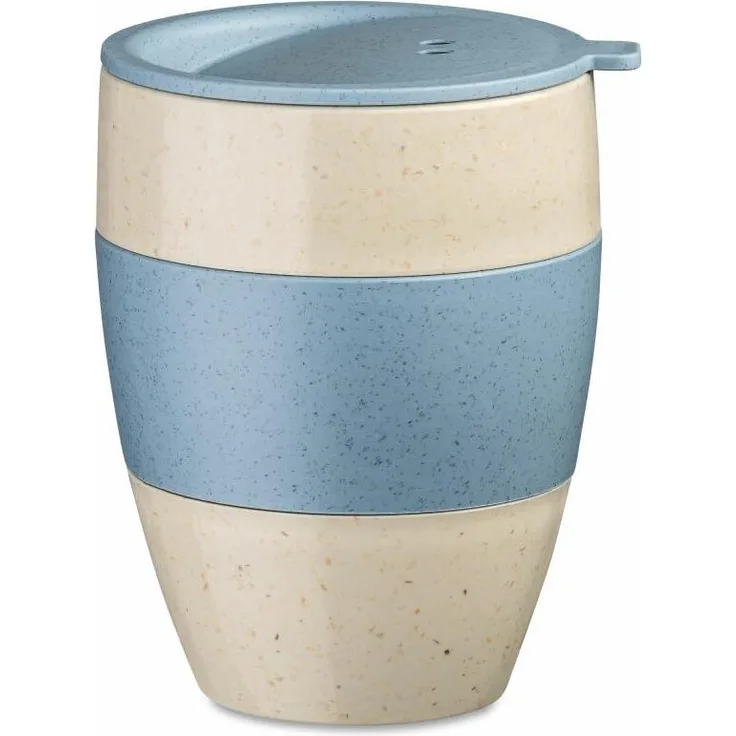 Koziol Thermobecher Aroma To Go 2. 0, Isolierbecher, Biozirkulärer Kunststoff, Nature Desert Sand / Nature Flower Blue, 400 ml, 7589275