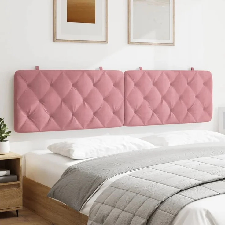 vidaXL Bett Kopfteil-Kissen Rosa 200 cm Samt (1-tlg) – Bild 4