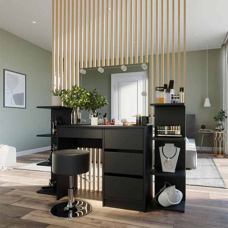 Wandregal Paolo Schwarz 30 x 95 cm 2er Set Vicco – Bild 4