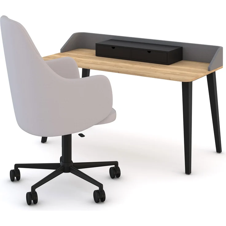 ASSMANN Schalenstuhl Consento Triest High Back gepolstert mit Rollen Hellgrau 56x63x98cm Textil – Bild 4