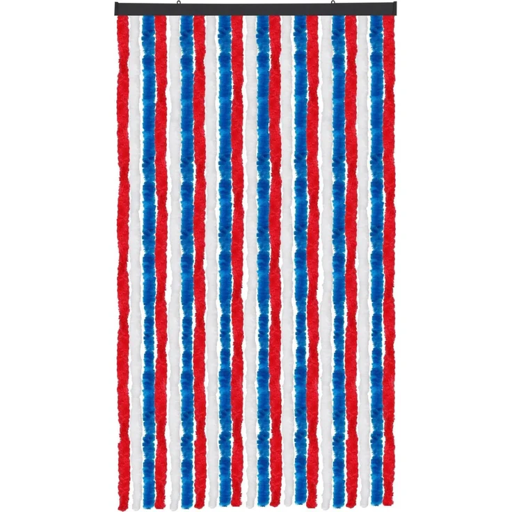 Flauschvorhang 56x185cm - 140x220cm Unistreifen Rot, Weiß und Blau 90x220 cm – Bild 1