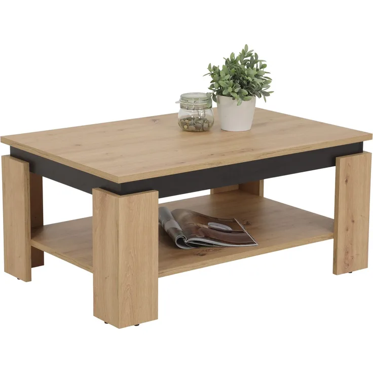 Couchtisch >TIM II< in Artisan Eiche aus Holzwerkstoff - 90x40x60cm (BxHxT)