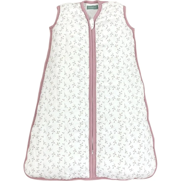 molis&co. Baby-Schlafsack. 0.5 TOG. Größe: 70 cm (0-6 Monate). Ideal für den Sommer. Superweich und leicht. Floral Pink. Premium-Musselin.