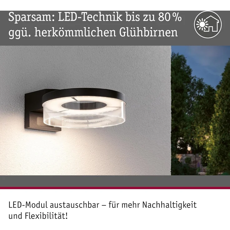Paulmann 93111 LED Außenwandleuchte Capea Bewegungsmelder anthrazit 3000K IP44 – Bild 3