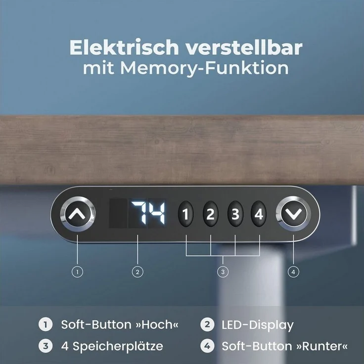 VESKA Schreibtisch Rahmen Höhenverstellbar mit Dual Motor Tischgestell (Elektrisch mit Memoryfunktion Bürotisch Gestell) – Bild 3