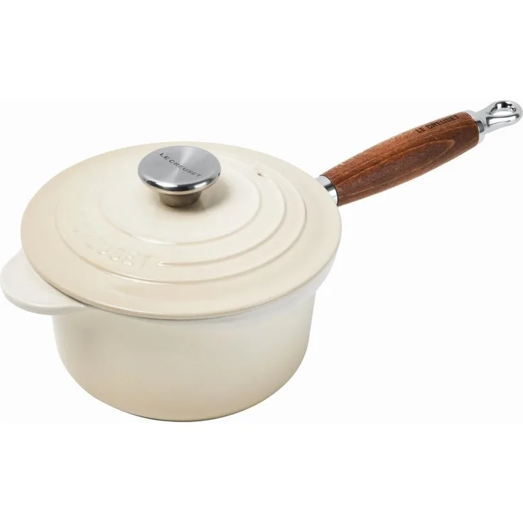 Profitopf mit Holzgriff 18 cm Meringue Gusseisen Le Creuset - InduktionElektro geeignet