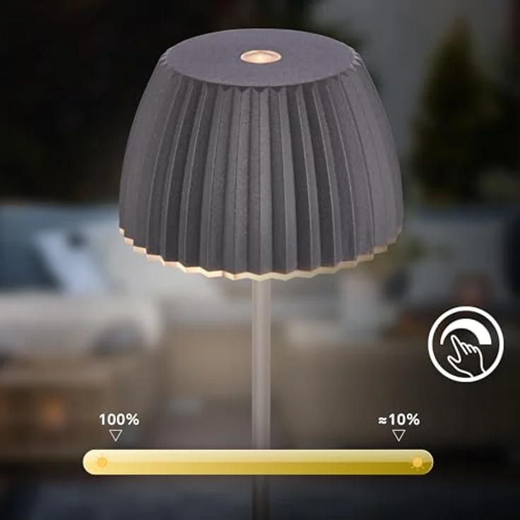 BRILONER - Riffle Mini Gartenleuchte mit Erdspieß, Akku, Touch, dimmbar, höhenverstellbar, Außenleuchte Akku, Gartenlampe, Beetbeleuchtung, Gartendeko, Wegeleuchten außen, 8,5 x 80,5 cm, Anthrazit – Bild 5