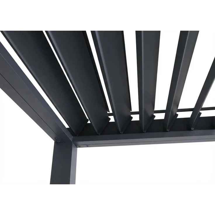 Pergola HWC-P65 mit 3x Lamellenwand, Terrassenüberdachung Garten Lamellen-Pavillon, 10cm-Alu-Gestell 3x3m ~ anthrazit – Bild 5
