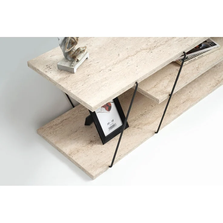 TV-Ständer, 'Canaz', 33 x 30 x 120, Travertinschwarz – Bild 3