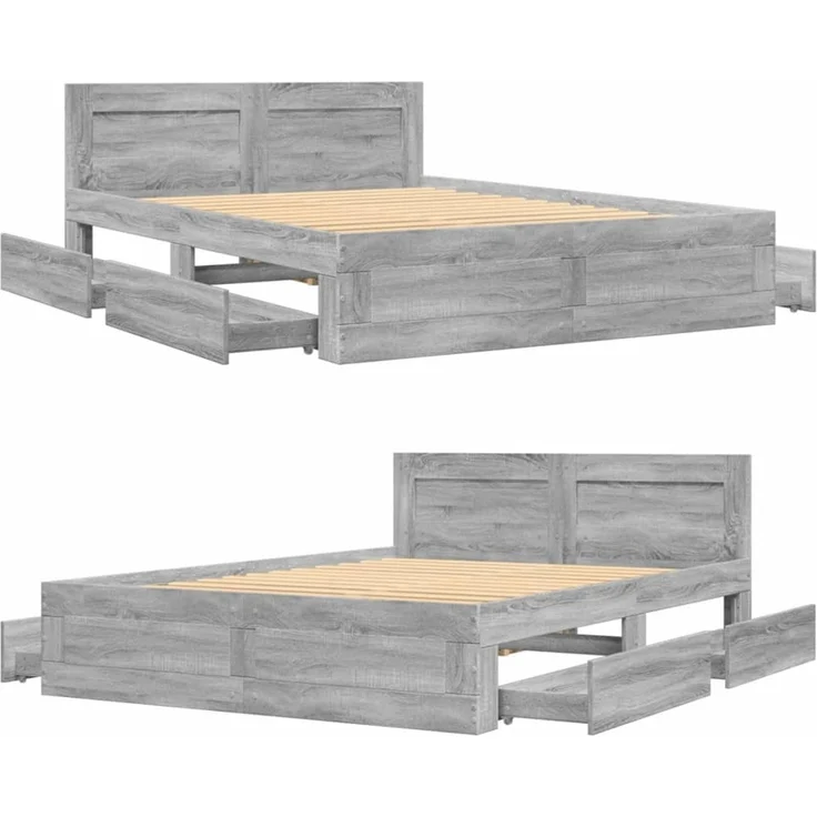 vidaXL Bettgestell mit Kopfteil Grau Sonoma 120x200 cm Holzwerkstoff 3295574 – Bild 8