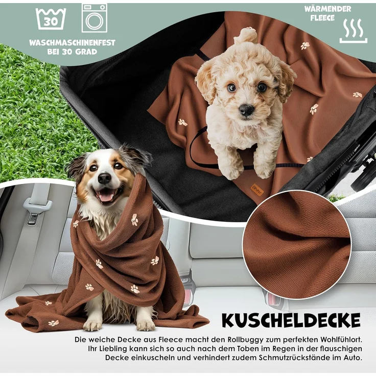 LOVPET® Hundewagen 2in1, Hundebox, Transporttasche, Faltbar, klappbar bis 20kg, mit Netzfenstern, Getränkehalter, Regenschutzabdeckung & Kuscheldecke, Anthrazit, 99,5 x 65 x 50,5 cm – Bild 9