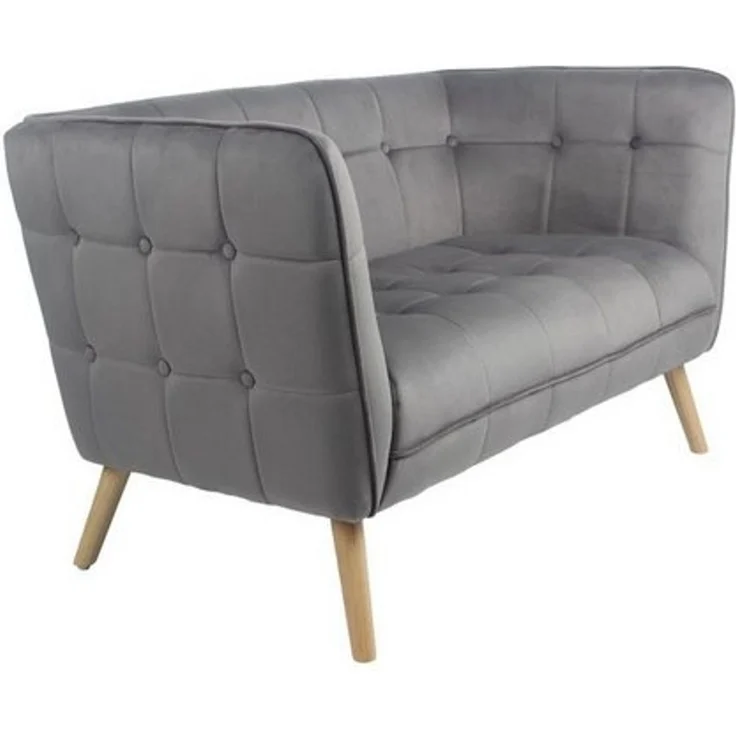 Happy Home Loungesofa Moderner 2-Sitzer Sitzbank mit Armlehne aus Samtbezug grau – Bild 4