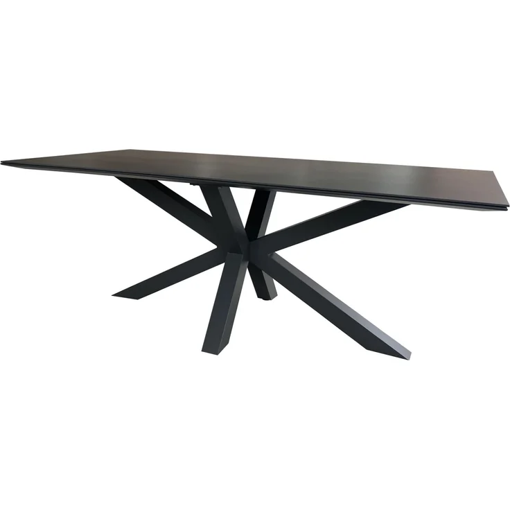 Tisch Malaga - 200 x 90 cm - gesinterter Stein dunkelgrau - Gestell Kreuz-Form – Bild 2