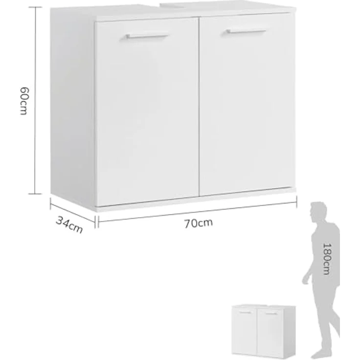 mokebo Waschbeckenunterschrank Der Waschbär (mit Einlegeboden) Waschtischunterschrank oder Badezimmerschrank in Weiß – Bild 3