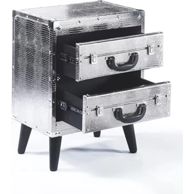 Kobolo Regal Kommode in Kofferoptik - silber - 2 Fächer – Bild 4