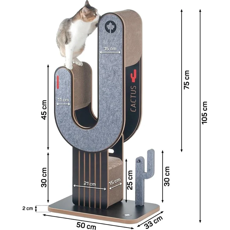 Canadian Cat Company Kratzbrett Kratzmöbel Kaktus, Kratzsäule, Kratzstamm, 50 x 30 x 104,5 cm – Bild 3