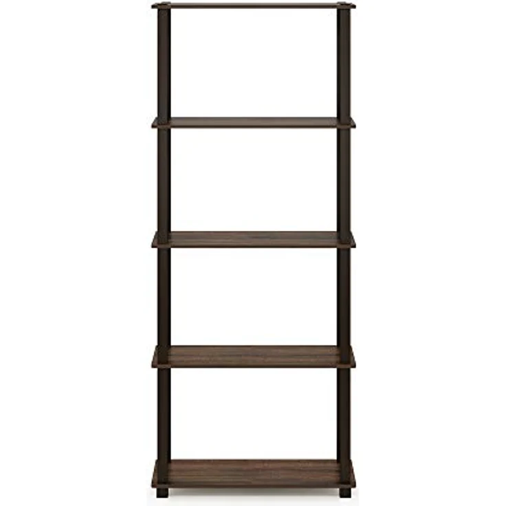 Furinno 5-Ebenen Mehrzweck-Regal mit quadratischen Rohren, holz, Walnuss/Braun, 29. 46x59. 94x145. 8 cm – Bild 7
