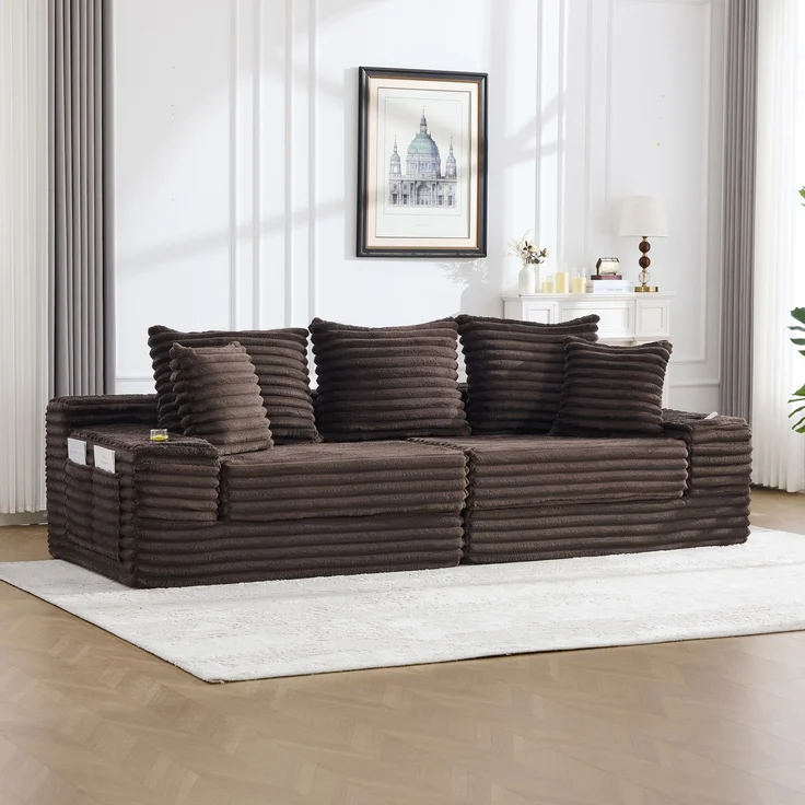 ZUBALIYA Schlafsofa 98x87 cm, mit Stauraum, mit Treppe, mit Leiter, mit Cordbezug, mit Schaumstoffpolsterung, Rot – Bild 11