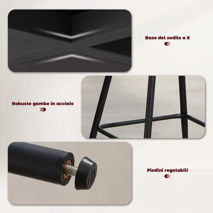 Set mit 2 Barhockern mit Rückenlehne und Fußstütze, Stoffbezug und Stahlbeinen, grau – Bild 8