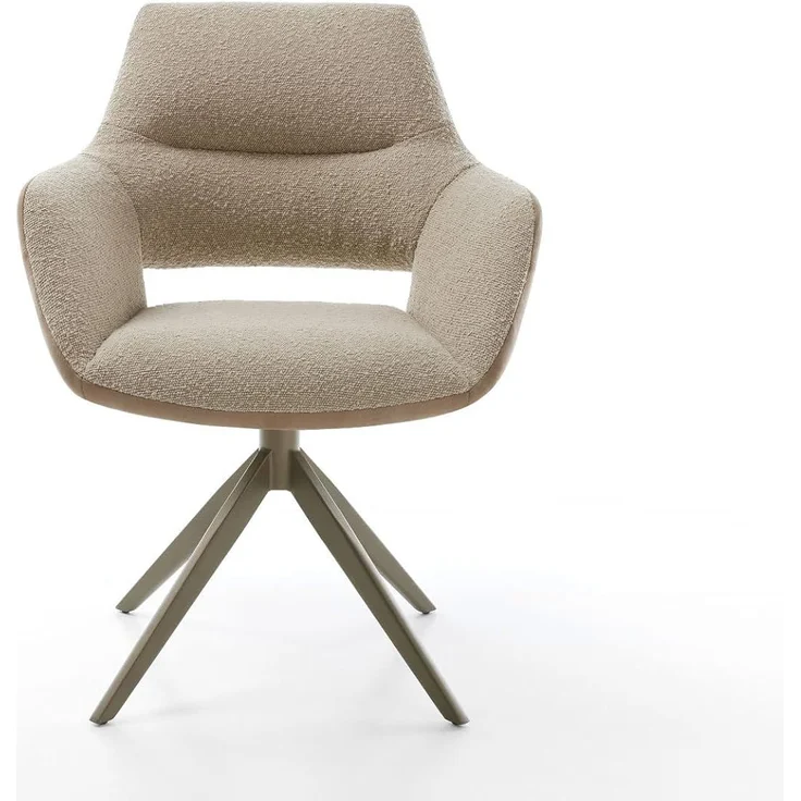 Drehstuhl Yago-Flex mit Armlehnen Materialmix Schlamm Kreuzgestell breit Effektfinish Titan 360° drehbar Wippfunktion Taschenfederkern – Bild 3