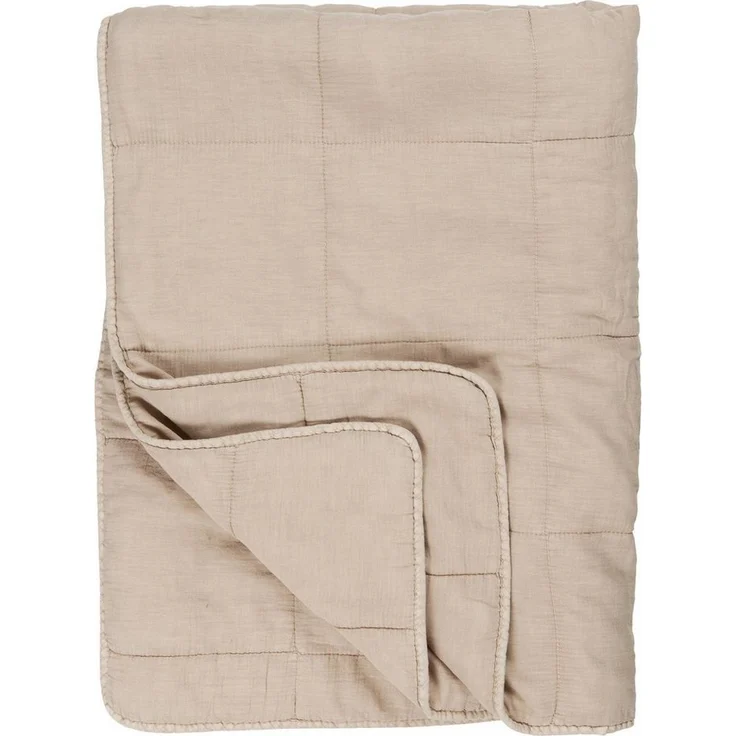 IB Laursen Decke 180x130 cm Tages Überwurf Quilt Stepp Bett FOG grau natur Plaid – Bild 1