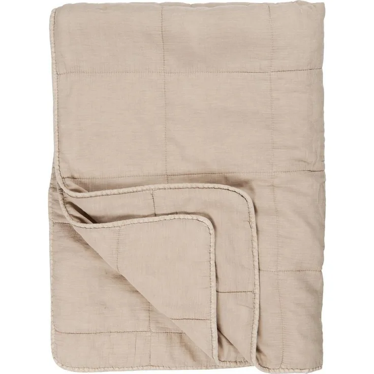 IB Laursen Decke 180x130 cm Tages Überwurf Quilt Stepp Bett FOG grau natur Plaid