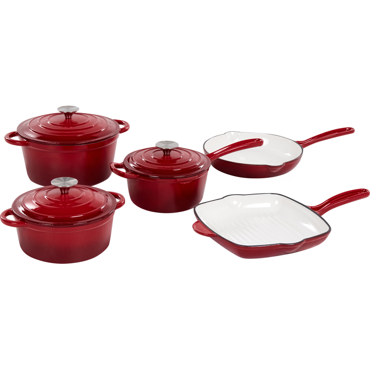 Gusseisen Kochgeschirrset 8-teilig FEURA Rot