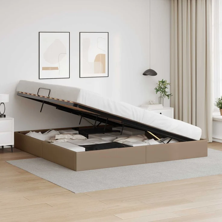 vidaXL Ottoman Bettgestell Cappuccino 200 x 200 cm Kunstleder 3442789 – Bild 4