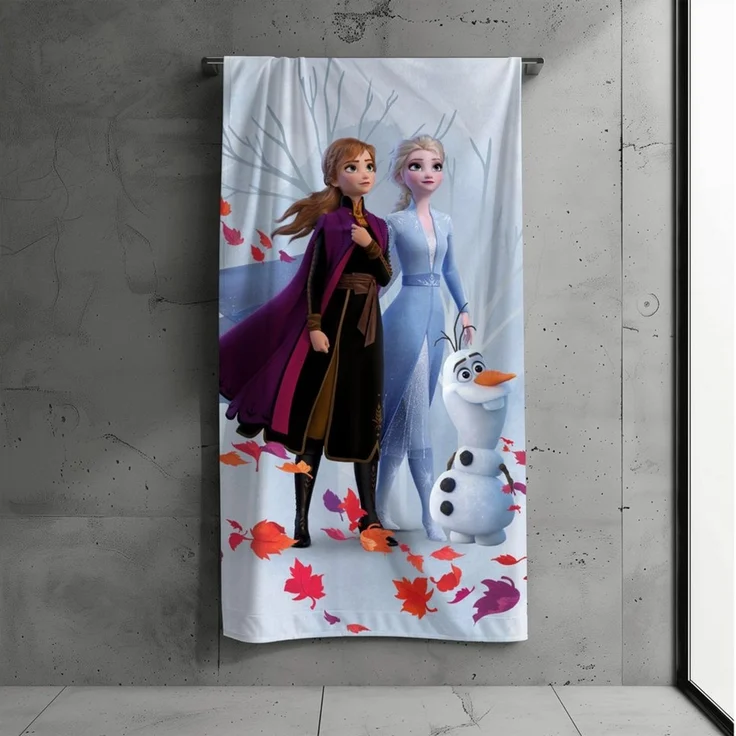 MTOnlinehandel Badetuch Anna & Elsa, 70x140cm, Geschenk für Mädchen, 100% Baumwolle (1-St), Strandtuch Eiskönigin, weich, saugfähig – Bild 1
