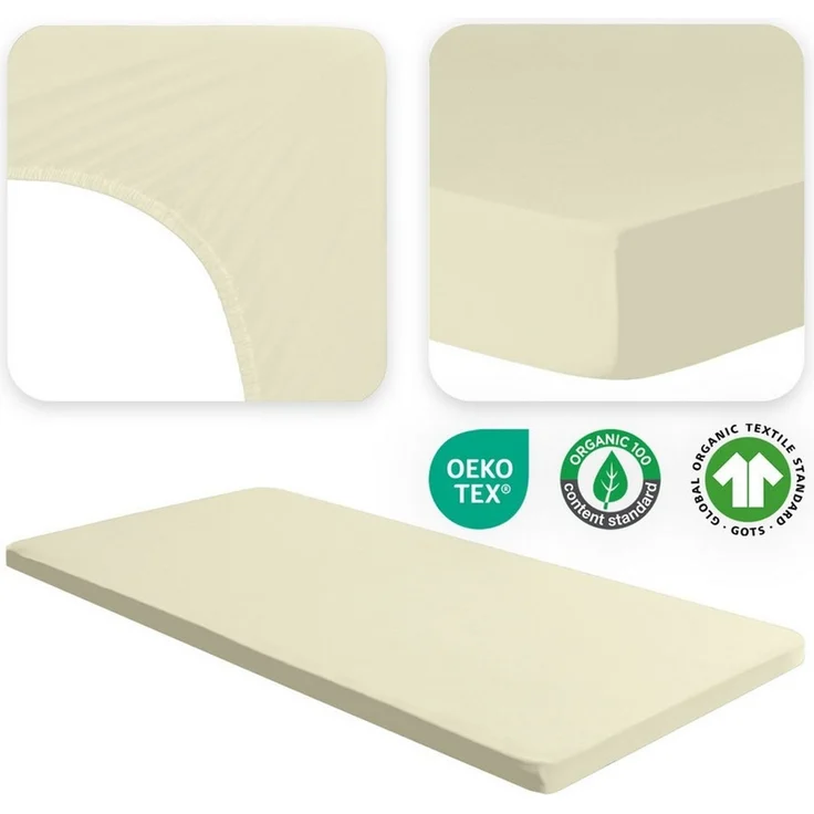 Jacobson Spannbettlaken BIO, Jersey Spannbetttuch, Bettlaken 160 g/m², 100% BIO-Baumwolle, Gummizug: rundum, GOTS zertifiziert – Bild 3
