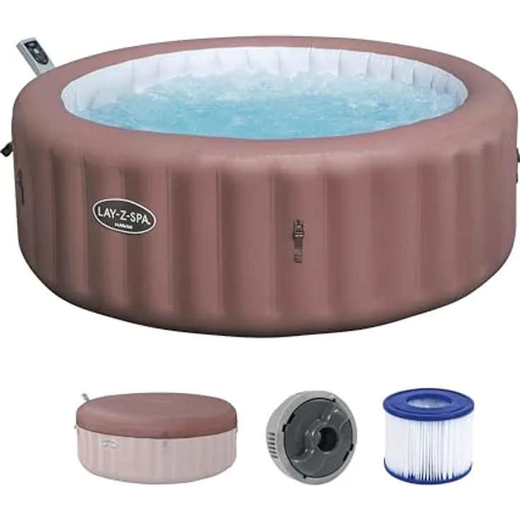 Bestway LAY-Z-SPA Energiespar-Whirlpool Hawaii AirJet™ für 6 Personen, App-Steuerung, Ø 196 x 71 cm, Terrakotta