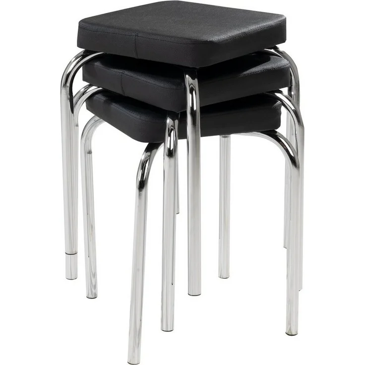 HAKU Sitzhocker Stapelhocker, B 36 cm, T 36 cm, H 47 cm (1 St), Schwarz, stapelbar, Chromgestell – Bild 3