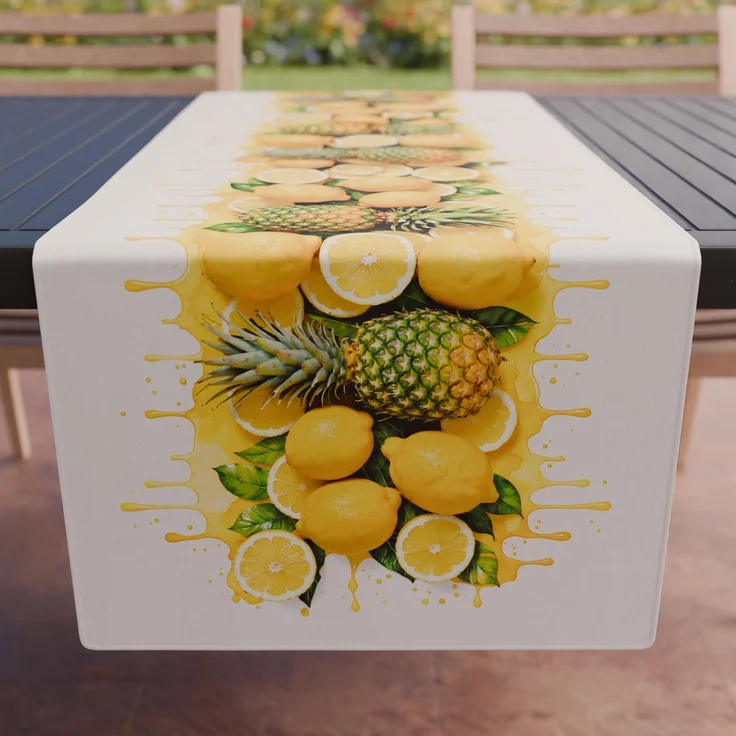 PETTI Artigiani Italiani - Zubehör für Küchentextilien, eleganter Tischläufer, 40x140 cm, aus Mikrofaser, Tischdecke mit Digitaldruck, Zitronen und Ananas, 100 % Made in Italy