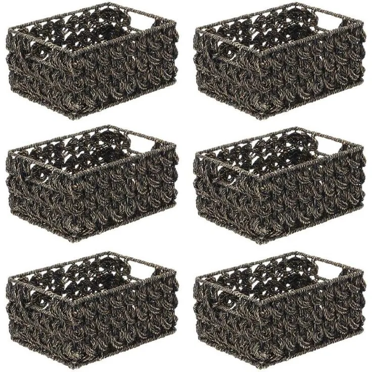 mDesign Aufbewahrung Flechtkorb Schrankkorb Regalbox Organizer 6er Set Braun Mix