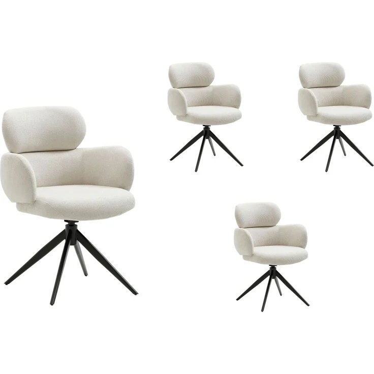 LC Home Esszimmerstühle »Soma« 4er Set Webstoff creme – drehbare Armlehnstühle & Polsterstühle – Bild 1