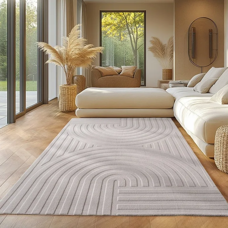 SIMPEX24 Designteppich Unicolor - Einfarbig, Rechteckig, Höhe: 12 mm, Kurzflor Boho Teppich Weich Anti-Rutsch Rückseite Waschbar