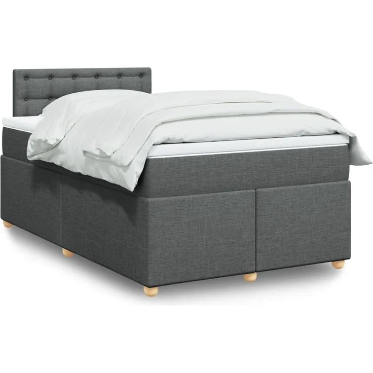 vidaXL Boxspringbett mit Matratze Dunkelgrau 120x190 cm Stoff 3288934 – Bild 1