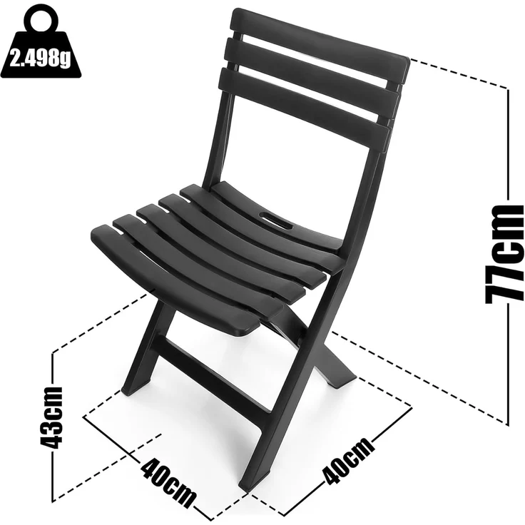 BigDean Gartenstuhl klappbar aus wetterfestem & robustem Kunststoff in Anthrazit – Klappstuhl ideal für Garten und Balkon – Balkonstuhl Made in Italy – Bild 2