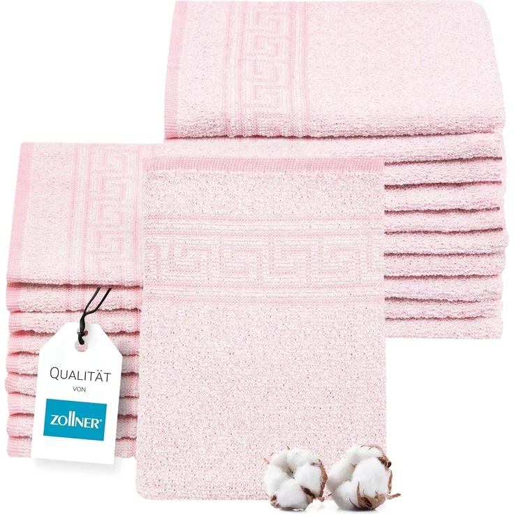ZOLLNER Waschhandschuhe 20er Set, Baumwollmix, rosa, 16x22 cm – Bild 1