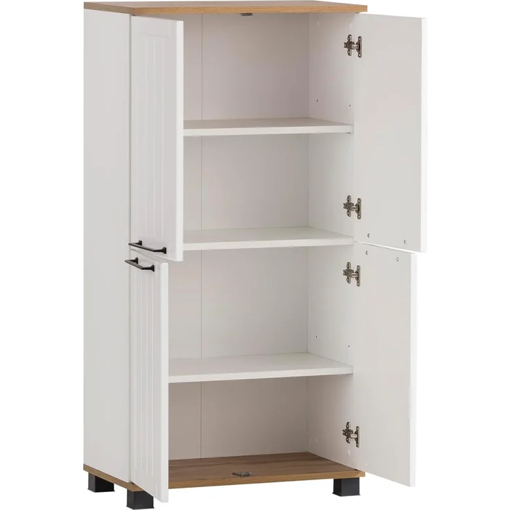 SCHILDMEYER Highboard Hochschrank Badschrank Schrank Jelda mattweiß Eiche Lh. – Bild 3
