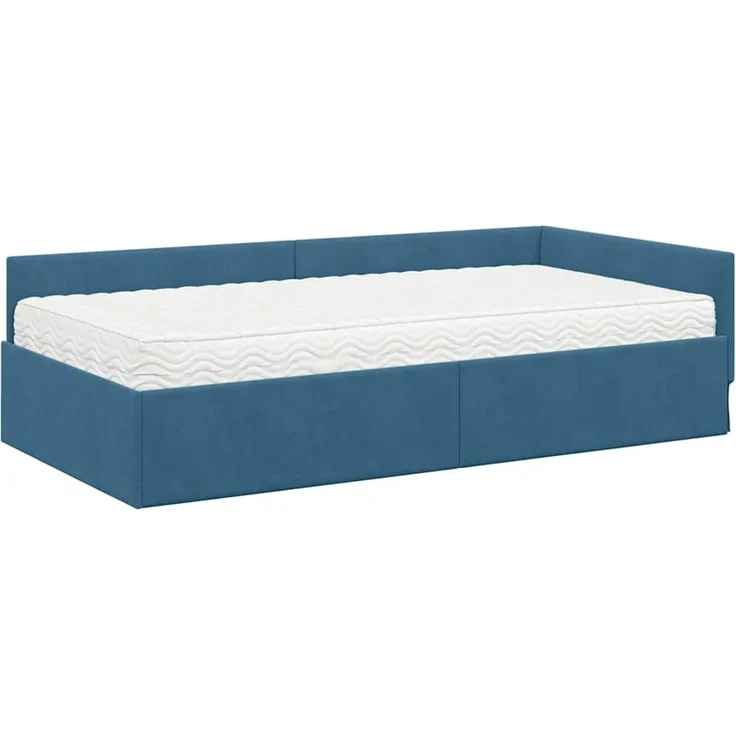 vidaXL Eckbettgestell mit Matratze Sonstiges 2 pcs Blau Samt 3393613 – Bild 4